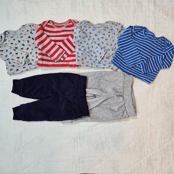 Baby Boys Carters Simple Joys Lot of 4 Bodysuits & 2 Pants Size 3-6M Long Sleeve - Picture 1 of 9
